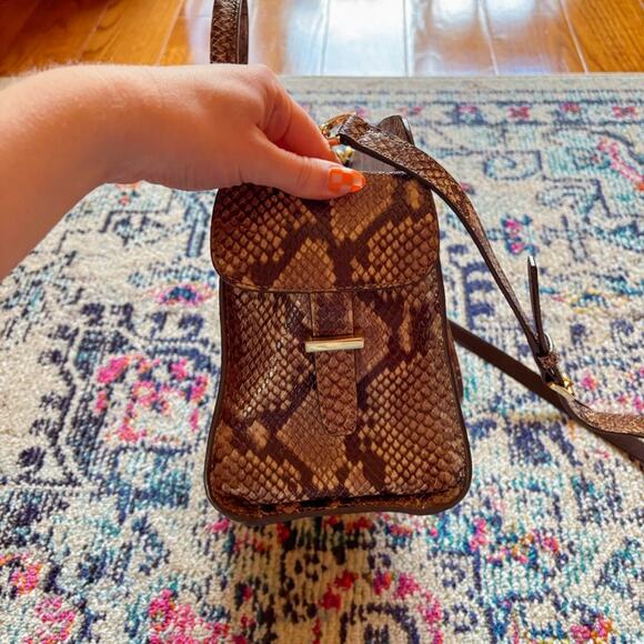 MICHAEL KORS Embossed Leather Snakeskin Satchel Handbag 🐍🤎 - Picture 6 of 8